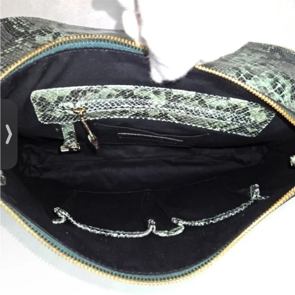 Rebecca Minkoff Collection Green Python Embossed Leather Cali Shoulder Bag - Picture 9 of 16